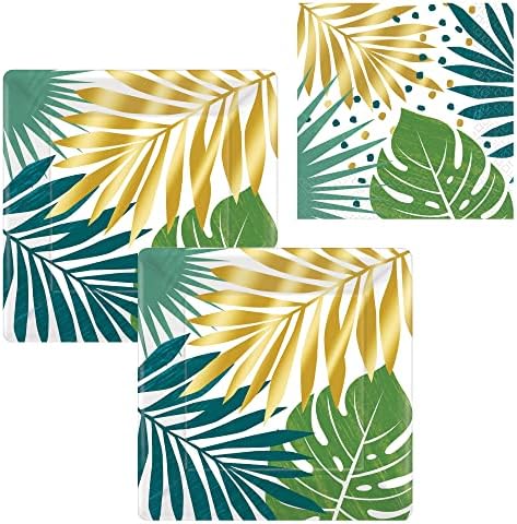 Празнични аксесоари от тропически палмови листа на 16 души | В комплектът включва Хартиени чинии и Салфетки | Дизайн от листата
