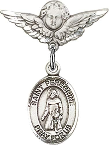 Детски икона Jewels Мания за талисман на Светия Перегрина Лациози и пин Ангел с крила | Детски икона от сребро с талисман Свети