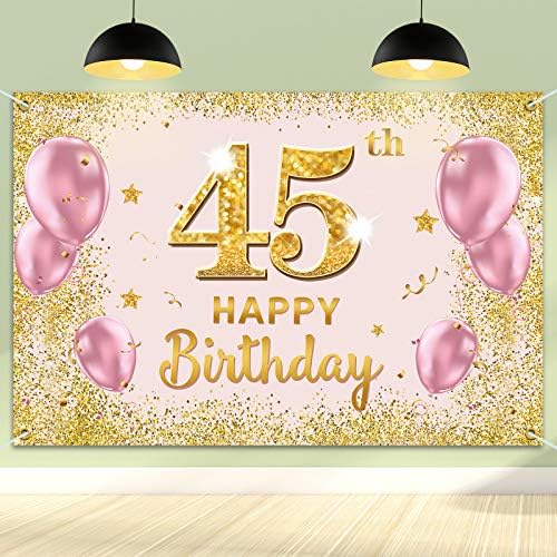 PAKBOOM Happy 55th Birthday Background Банер - 55 Предмети за Украса на парти по случай рождения Ден на Жените - Златисто-Розово 3,9 x 5,9