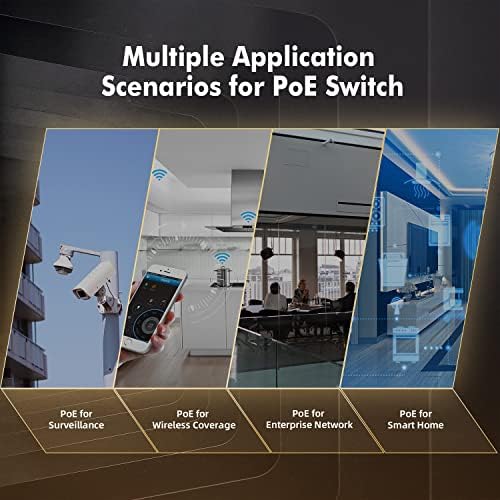 8-портов switch PoE MokerLink с 2-гигабитным възходящ канал за комуникация, 802.3 af/at PoE + 100 Mbit/s, вградена мощност 120 W,