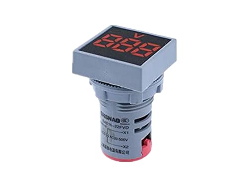 KQOO 22 мм Мини Цифров Волтметър Квадратен ac 20-500 В Волта Тестер за напрежение на електромера Led Лампи Дисплей (Цвят: червен)