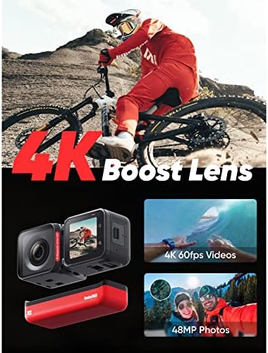 Insta360 ONE RS Twin Edition – Водоустойчива екшън камера за 4K 60 кадъра в секунда и помещение 5.7 K 360 със Сменяеми обективи,
