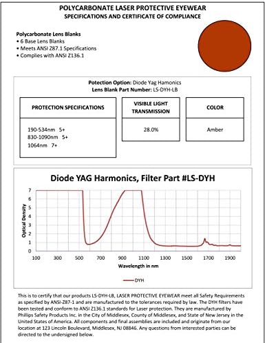 Лазерни Защитни Очила - Диоден Филтър Yag Harmonics Filter - Черно / жълта Пластмасова Дограма - 50/33-19-142