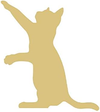 Котешки Силует Незаконченная Дървена Закачалка за Домашни Животни Cat Lover Врата Закачалка MDF Форма на Платно Стил 4