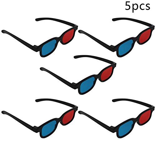 Червени и Сини 3D очила в пластмасова Рамка, черни Лещи от смола, 3D Филм, Игра-Допълнителен стил на актуализация, 5 бр., Aicosineg