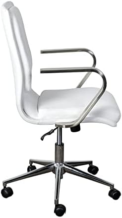 Дизайнерско Офис стол за ръководители на Flash Furniture James със средна облегалка - Бяла кожена тапицерия - База и подлакътници