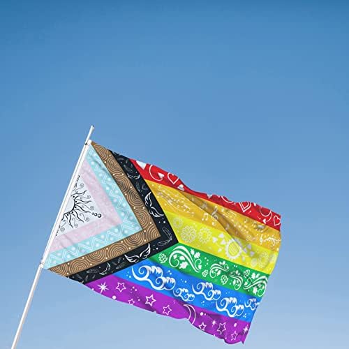 Знамена Гордост FULAISMGS Голям Флаг ЛГБТК Бисексуална Гей Напредък Дъгата Флаг 3x5 фута Градина, Открит Оригинален Дизайн Сладък