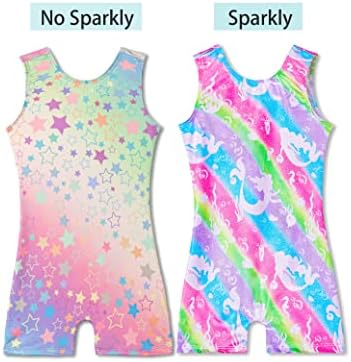 Комплект Гимнастика Трика Rainbow Star за Момичета, Малки Бански костюми Mermaid Gym Biketard, Размер 4t 5t
