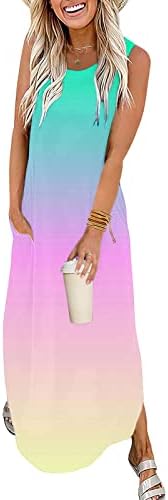 Дамски sundresses MIASHUI без ръкави, дамски годишна ежедневна риза без ръкави с цветен градиентным принтом, без табли, ежедневни
