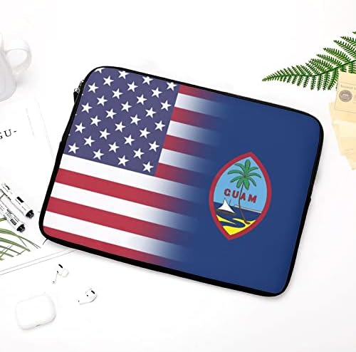 Чанта за Лаптоп с Флага на САЩ и Гуам, Защитен Калъф за Лаптоп, Чанта-Портфейл, Чанта за Носене за Мъже и за Жени, 12 инча