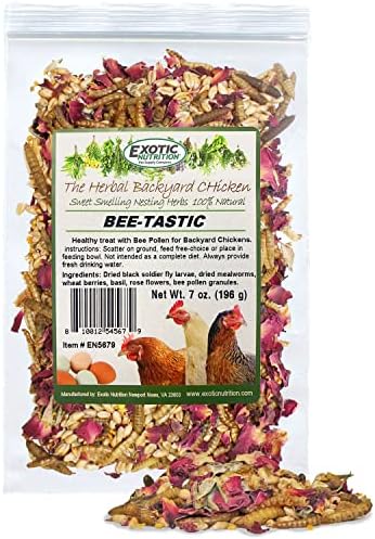 Екзотична храна Bee-Tastic - Полезен Естествен деликатес за пилета - Сушени насекоми, цветя, Билки, Плодове Зародиш и пчелен