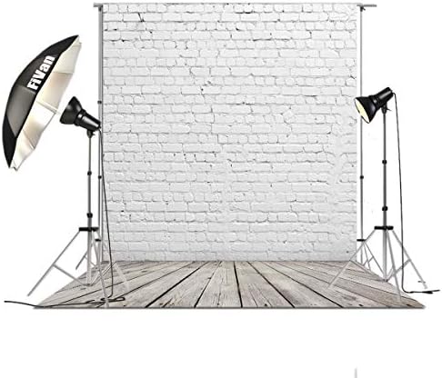 4 'x6' Бялата Тухлена Стена със Сиви Дървени подове Фон за Снимки Винил Фон за снимки D-2504