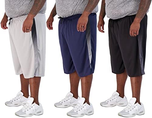 Мъжки къси панталони Real Essentials Big & Tall 3-Pack Dry Fit & Active Mesh Атлетик Perfomance Shorts (3X-5X)