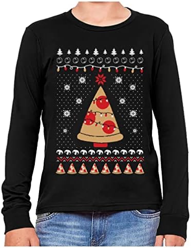Hoody Tstars Pizza Tree Младежки Детски Грозен Коледен Пуловер В Стил Ризи С Дълъг Ръкав
