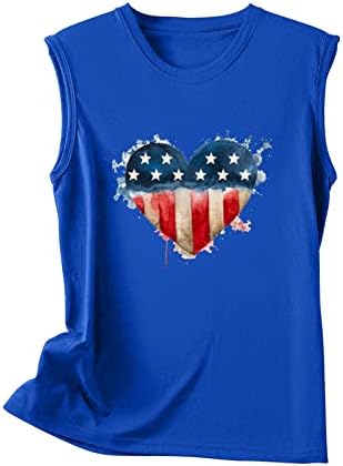 На 4 юли, Жена на Майк с образа на Американския Флаг и Сърце, Тениски със Звездите на САЩ, Шарени Ризи Без Ръкави, Елек Ден на Независимостта,