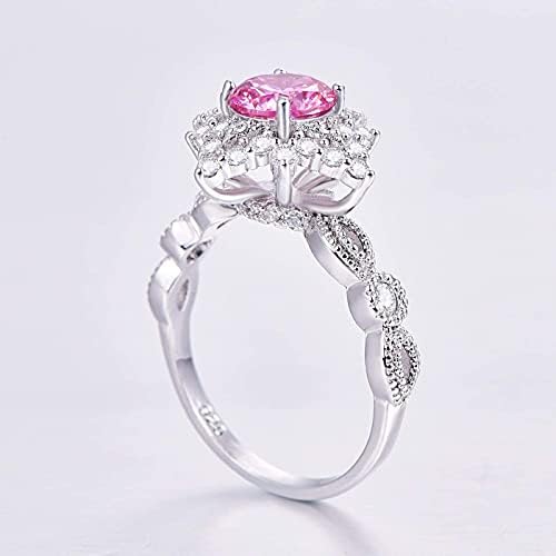 Дамски пръстени ангажимент WYTong, сладък модни пръстени с овална кройка с розови пълнеж, ефектни пръстени
