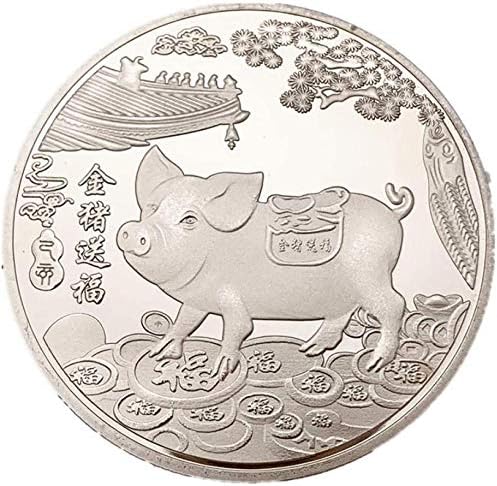 Зодиакални Година Прасе Сребърно Покритие Възпоменателна Монета Животно Златна Прасе Дава Благословията Златна Монета-Съкровище От Златни Монети