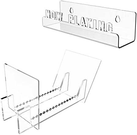 Акрилна поставка за възпроизвеждане на грамофонни плочи Boloyo Now и държач за съхранение (Прозрачен стенни поставка + прозрачен държач)