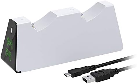 Док-станция за зареждане на контролера HUSTLE PS5 с Двоен Бързо Зарядно устройство за контролер PS5 Dualsense с led индикатор,