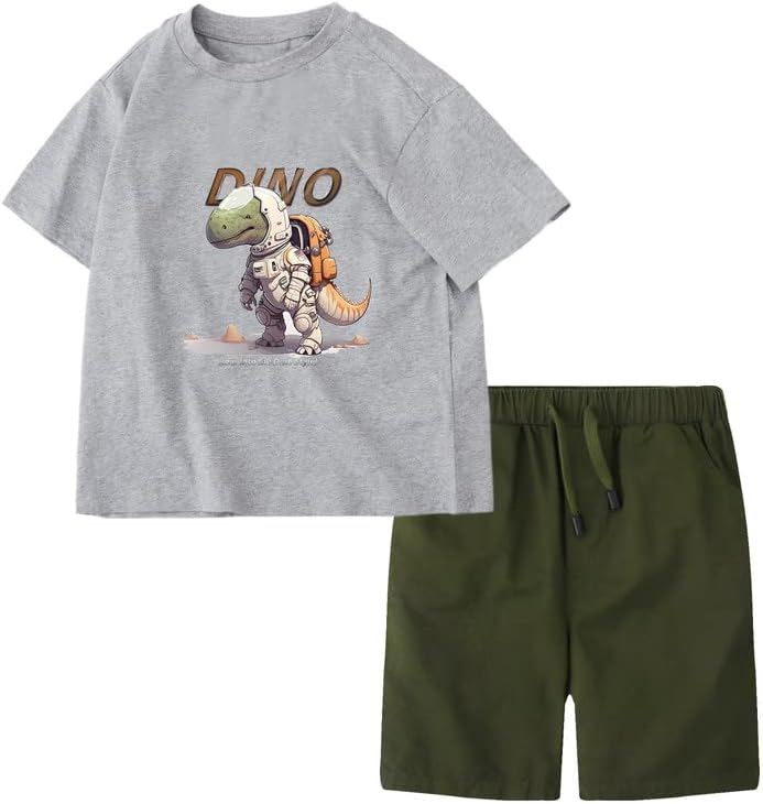 Малко Дрехи за Малките Момчета Летни Дрехи За момчета Памучен Тениска с Къс ръкав и къси Панталони Комплект 2-7 години