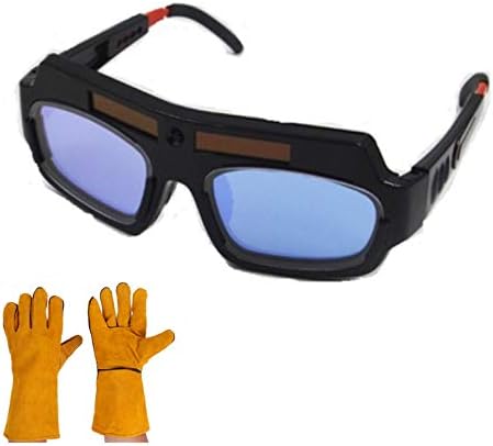 Заваръчни Очила Light Sense с Автоматично Затъмняване Защитни Заваръчни Очила Маска, Каска, с Кожени Заваръчни Защитни Ръкавици