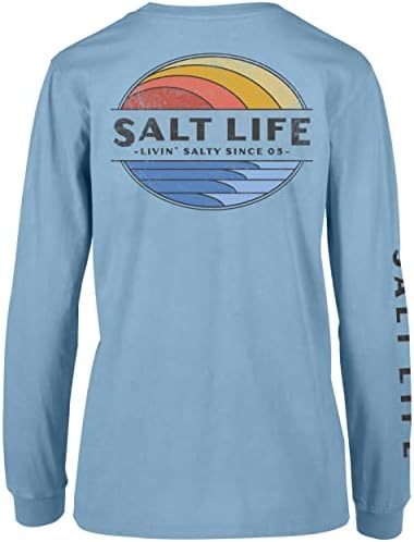 Мъжки t-shirt Приятеля Salt Life Vintage Лъчи с дълъг ръкав Гадже Tee