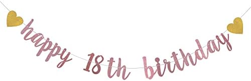 XIAOLUOLY Банер с Пайети от Розово Злато, Предварително Натянутый, Украса За парти на 18-ти Рожден Ден, Табели С Надпис, От 18-Ти Рожден