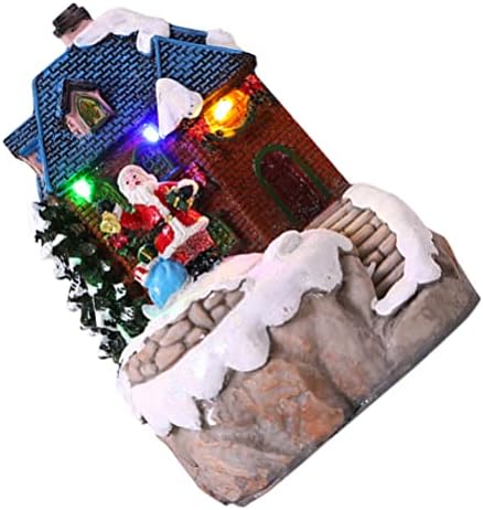 LIOOBO Led Декор Коледна Сцена Селски Къщи Град с Топло Бяла Led Светлина, работещи На Батерии Коледен Орнамент Декор на Масата за Хранене
