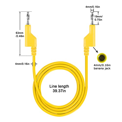 MELIFE 5 бр. набор от тестови кабели за мултицет, мека Електрически щепсел тип банан, тестов кабел, тел 3,3 ft/1 м за мултицет 1000 В 15А.