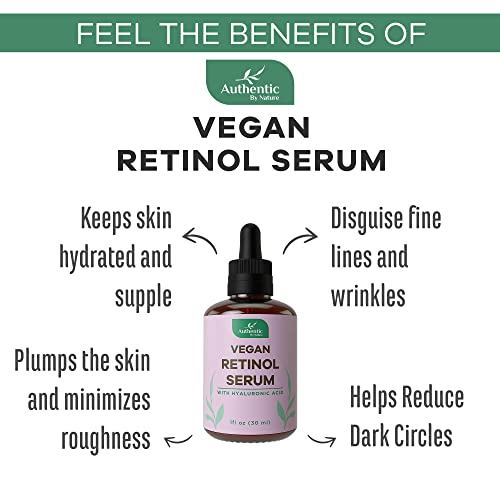Органични Ретиноловая серум за лице - Вегетариански против Стареене на кожата тоник за кожата с хиалуронова киселина, витамин