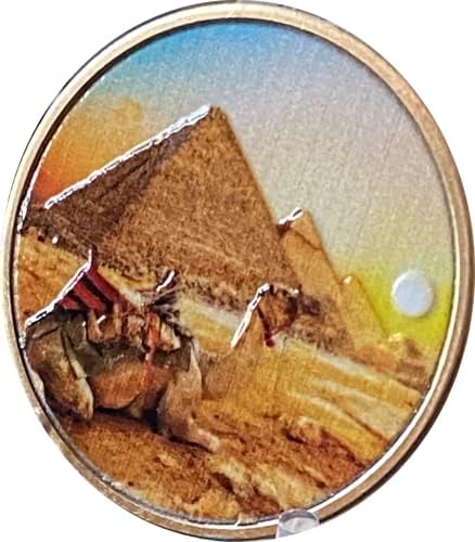 Верблюжья молитва Медальон АА Пирамида в пустинята на Залез Бронзов чип за бгв