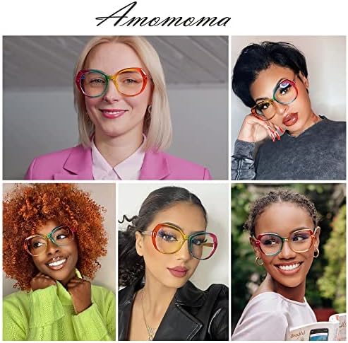 AMOMOMA Класически кръгли очила за четене за жени, модни дамски ридеры със заключване синя светлина AM6064
