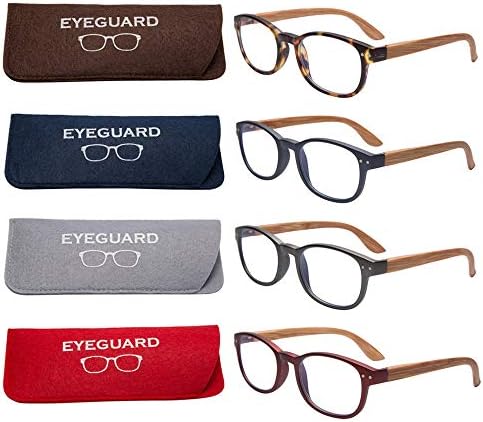 EYEGUARD Синя Светлина Блокер Очила за Жени за Мъже Компютърни Очила с Пружинным тръба на шарнирна Връзка (4 опаковки, 0.0)