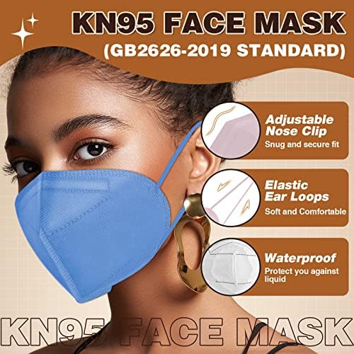 Маски за лице XDX KN95, за Еднократна маска за мъже и жени в индивидуална опаковка, 5 слоеве на Дишането и удобни цветни маски,