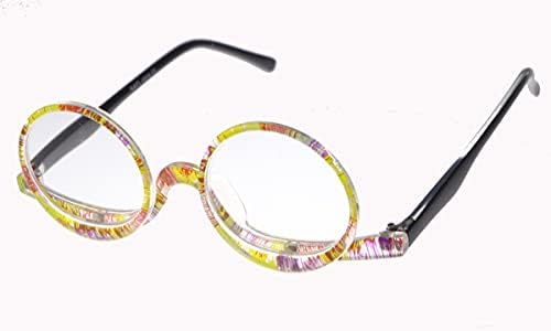 Дамски очила за четене грим Aloha Eyewear, Кръгли Очила за четене с тръба на шарнирна връзка (Цветни + 2,00)