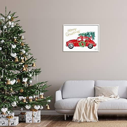 Stupell Industries Санта Джуджетата Зад волана на Коледните колата Празнична коледна Елха, Дизайн Хизерли Чан