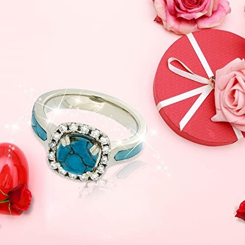 Модно дамско пръстен с тюркоаз, пръстен с цирконием и диамантен пръстен, годежен пръстен, сватбени пръстени за момчета 8-9
