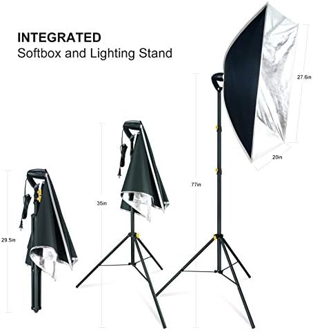 Комплект осветление LINCO Softbox За фото студио Light 2x20x28 инча Преносима Система за Непрекъснато Осветление с Крушки