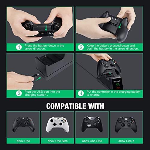 Зарядно устройство за контролер за Xbox One, Зарядно за две контролери YAEYE Xbox One / One X/One S/ One Elite, Високоскоростно зарядно