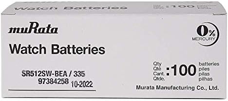 Батерия Murata 335 SR512SW 1.55 от азотен сребро За часа с кнопочным елемент (100 батерия)