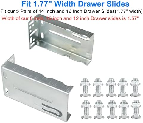 5 Двойки на задните монтажни скоби за чекмеджета (ширина 1,77 инча/45 mm) комплектът включва монтажни винтове