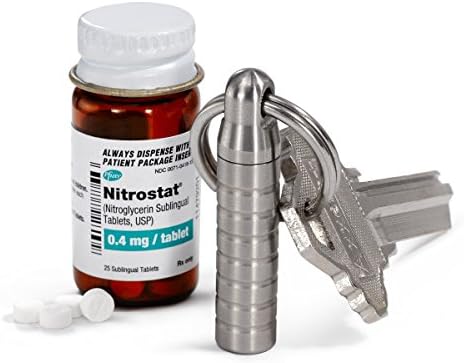 Притежателите на таблетки Cielo - Много малка кутия за хапчета с нитроглицерином - Мини-калъф за хапчета-ключодържател от неръждаема