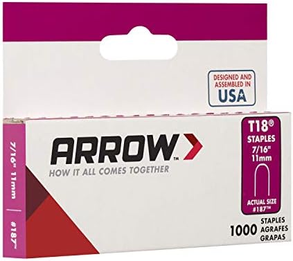 Задържане детайл Arrow 187, Оригинални скоби T18, 1000 броя в опаковка, сив, 7/16 инча