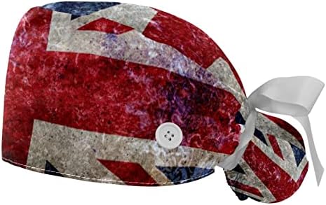 2 елемента Дамски Регулируема Работна Шапка с Пуговицей Ретро Британски Флаг на Великобритания с Завязкой под формата на Опашката Отзад