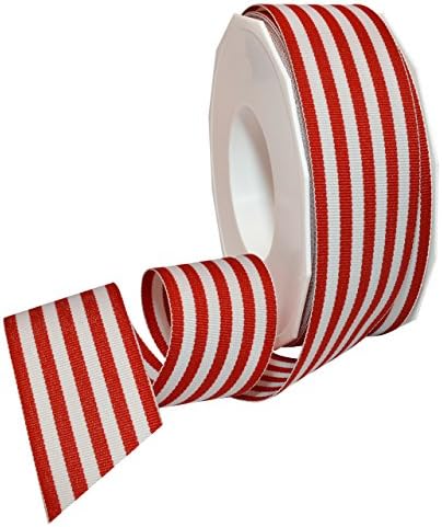 Декоративна лента Morex Ribbon от полиестер в голяма ивица, на 20 ярда, Розова, 1-1 / 2 инча