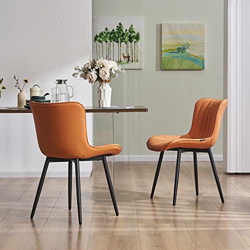 Трапезни столове YOUNUOKE Комплект от 2 Обитых столове за отдих в модерен стил от средата на века, Без Подлакътници, Изкуствена
