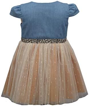 Джинсовое рокля-балерина Office Jean за малки момичета с довършителни работи като животински леопардового принта за малки