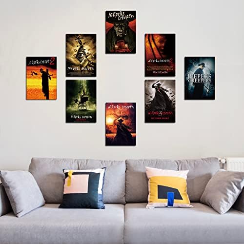 Плакат, който е съвместим с постером Jeepers Creepers, Чудесен подаръчен комплект от 8 класически плакати на филми на ужасите, стенни артистични