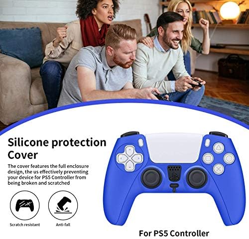 Силиконов калъф за контролера PS5 Skin – Дръжка за кожата контролери Unionup, съвместима с PS5 – Мини силиконови облицовки (син * 2)