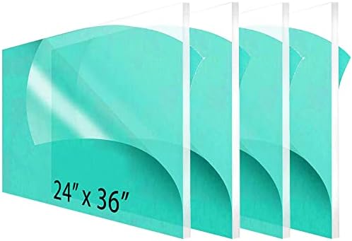 (2 опаковки) Прозрачни акрилни листове с дебелина 1/8 инча - Предварително изрязани листове плексиглас 24 x 36 за diy, Означения, защита